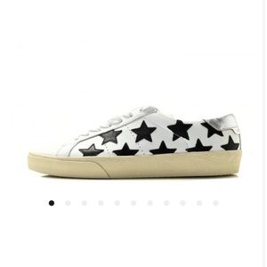 Saint Laurent Calfskin Star Court Sneakers White/Black Size 38 BARELY WORN
